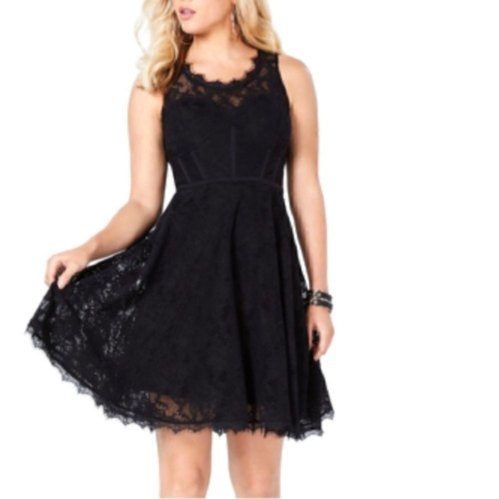 Guess Lace Bustier Sleeveless Dress Fit and Flare. Size Large